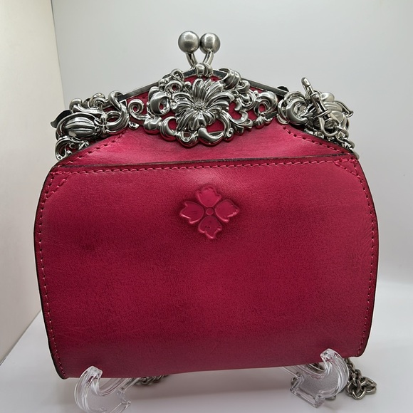 Patricia Nash Rosario Tooled Clutch Bag w/chain Burnished Pink Leather EUC - Picture 6 of 12
